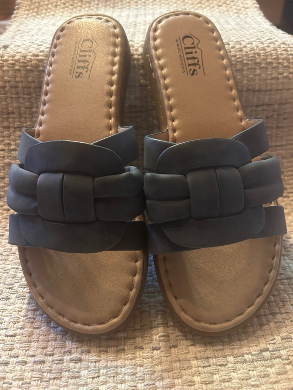 Cliffs by WHITE MOUNTAIN Women's Dark Blue Braided Slide Sandals